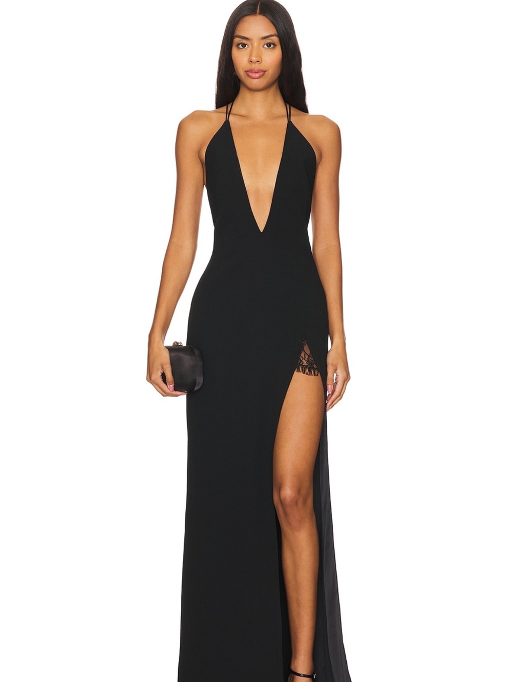 Like-New Sau Lee Frankie Plunge Gown in Black - Size 0